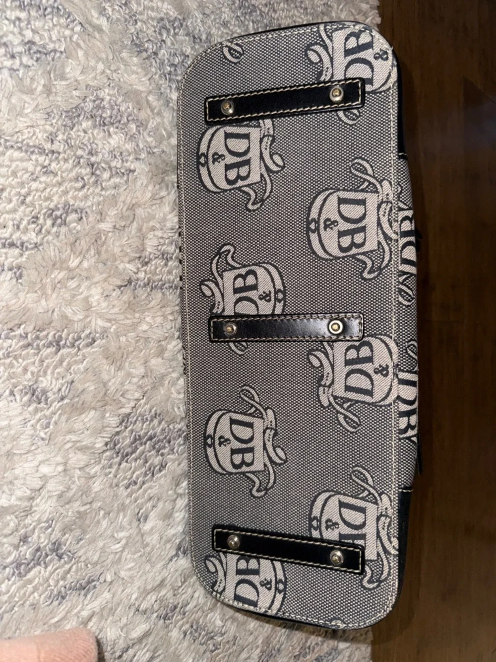 Dooney & Bourke Black and Gray Logo Dome Satchel